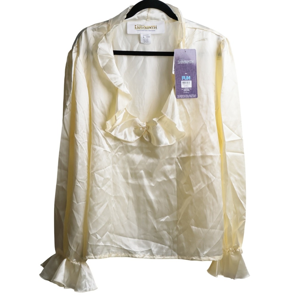 Labyrinth Jim Henson Jareth Goblin King Costume Top Cream Ruffle Poet Top L NEW